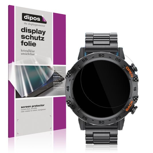 Klare Displayschutzfolie von dipos passend für LIGE BW1846 1.39 Zoll Smartwatch, präziser Zuschnitt und blasenfrei montiert