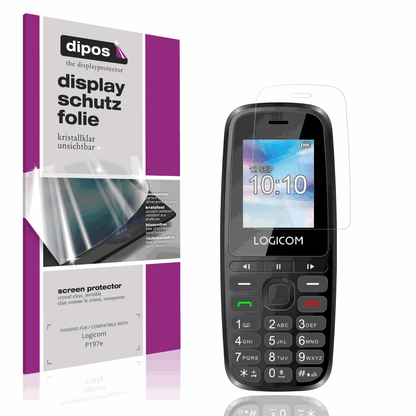 Klare Displayschutzfolie von dipos passend für Logicom P197e, präziser Zuschnitt und blasenfrei montiert