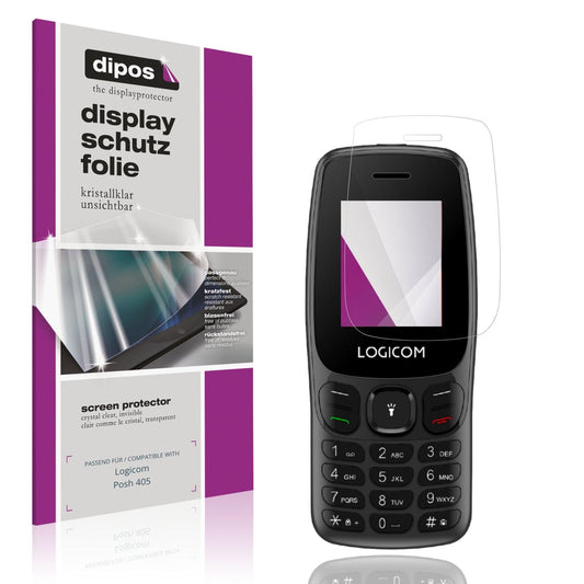 Klare Displayschutzfolie von dipos passend für Logicom Posh 405, präziser Zuschnitt und blasenfrei montiert