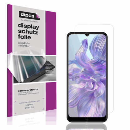 Klare Displayschutzfolie von dipos passend für Logicom Smart Pro, präziser Zuschnitt und blasenfrei montiert