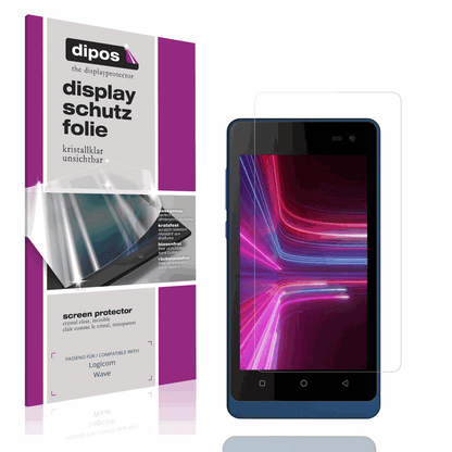 Klare Displayschutzfolie von dipos passend f�r Logicom Wave, pr�ziser Zuschnitt und blasenfrei montiert