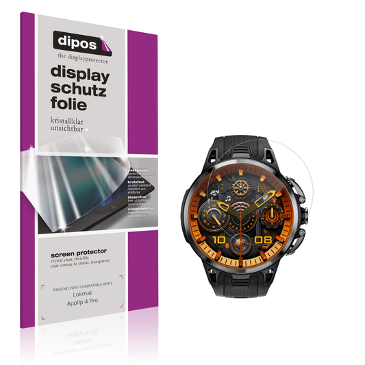 Klare Displayschutzfolie von dipos passend für Lokmat Appllp 4 Pro, präziser Zuschnitt und blasenfrei montiert