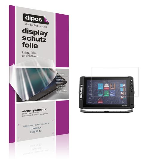 Klare Displayschutzfolie von dipos passend für Lowrance Elite FS 12, präziser Zuschnitt und blasenfrei montiert