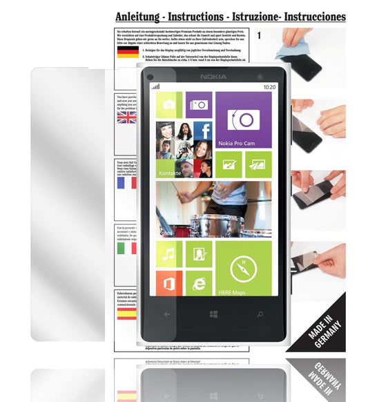 Klare Displayschutzfolie von dipos passend für Lumia 1020 Nokia, präziser Zuschnitt und blasenfrei montiert