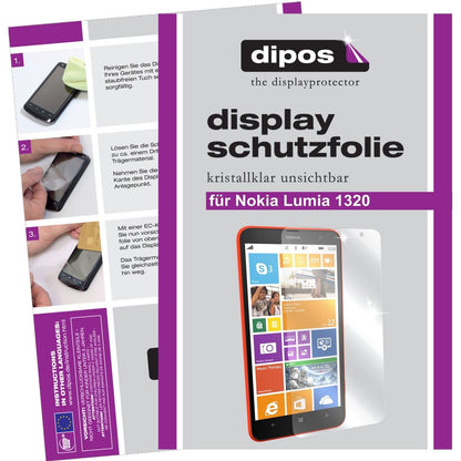 Klare Displayschutzfolie von dipos passend für Lumia 1320 Nokia, präziser Zuschnitt und blasenfrei montiert
