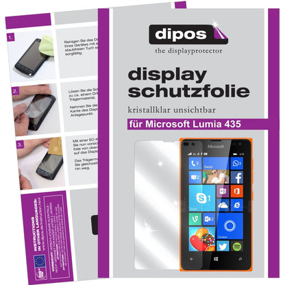 Klare Displayschutzfolie von dipos passend für Lumia 435 Microsoft, präziser Zuschnitt und blasenfrei montiert