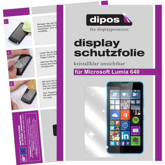 Klare Displayschutzfolie von dipos passend für Lumia 640 Nokia, präziser Zuschnitt und blasenfrei montiert