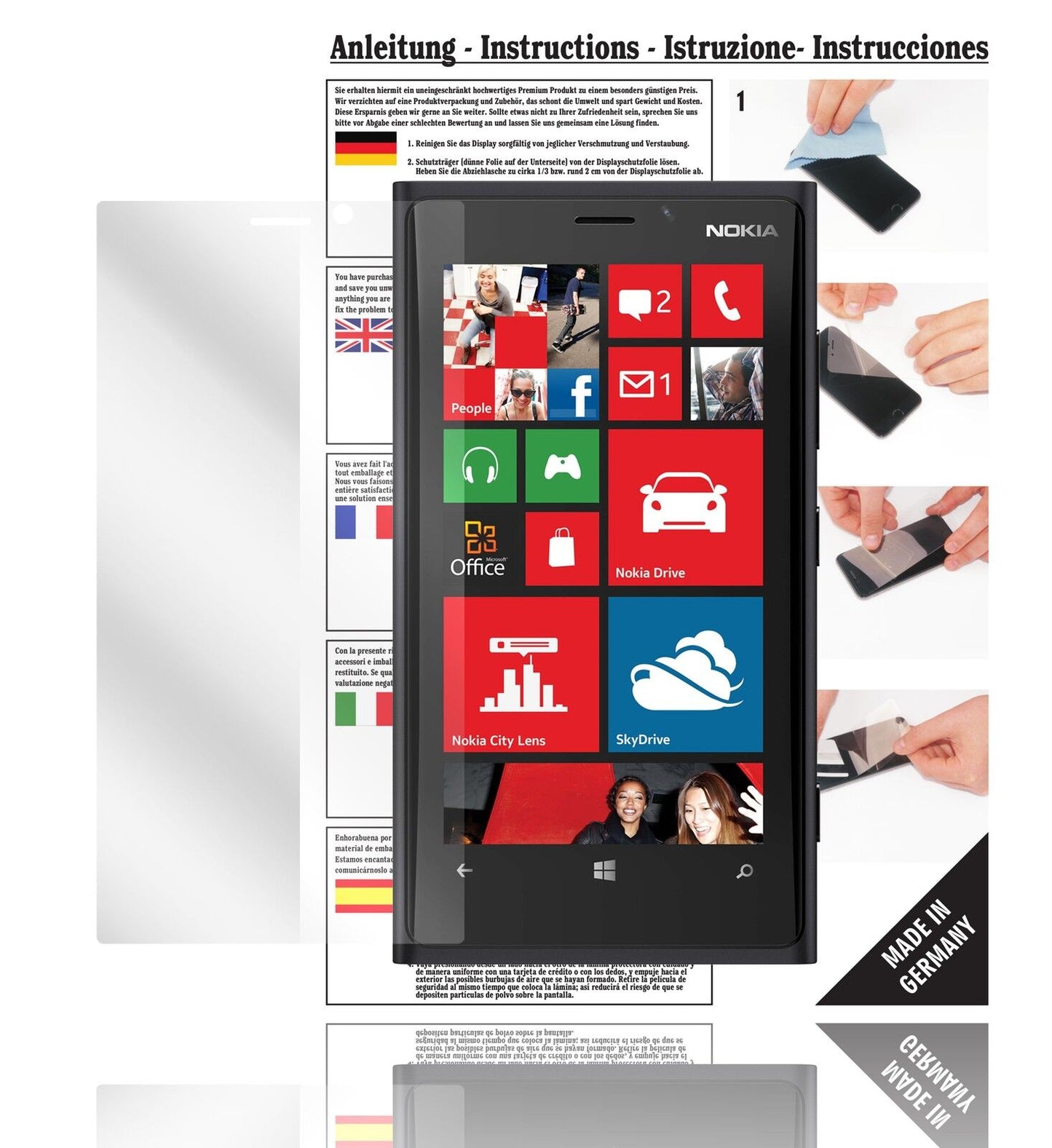 Klare Displayschutzfolie von dipos passend für Lumia 920 Nokia, präziser Zuschnitt und blasenfrei montiert