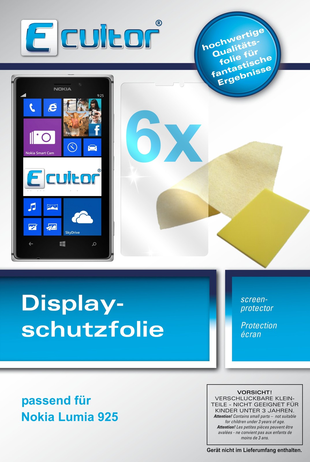 Klare Displayschutzfolie von dipos passend für Lumia 925 Nokia, präziser Zuschnitt und blasenfrei montiert