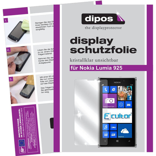 Klare Displayschutzfolie von dipos passend für Lumia 925 Nokia, präziser Zuschnitt und blasenfrei montiert