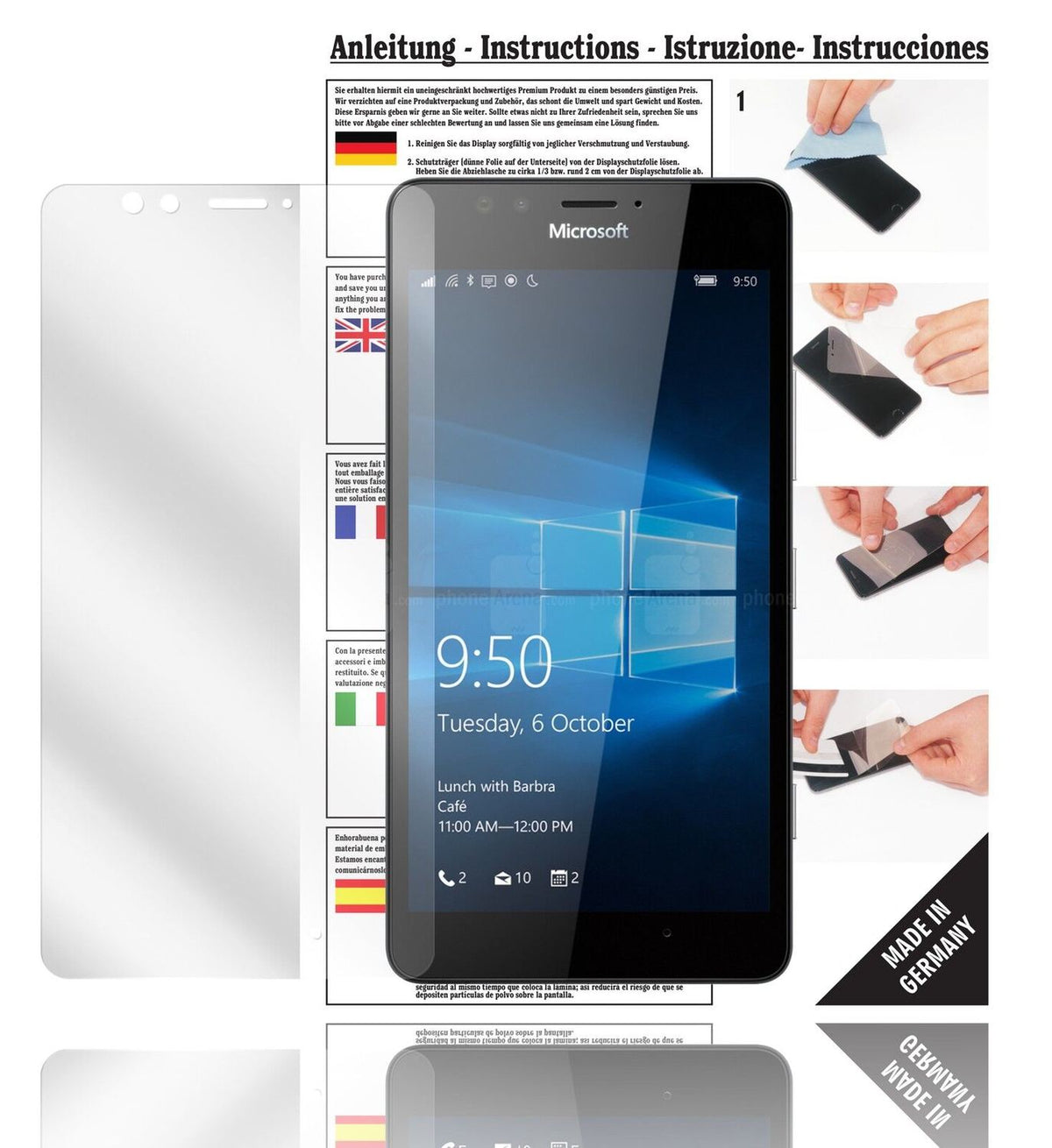 Klare Displayschutzfolie von dipos passend für Lumia 950 Microsoft, präziser Zuschnitt und blasenfrei montiert