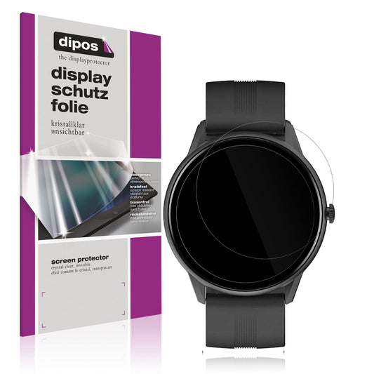 Klare Displayschutzfolie von dipos passend für Lytimes 1,3 Zoll Smartwatch, präziser Zuschnitt und blasenfrei montiert
