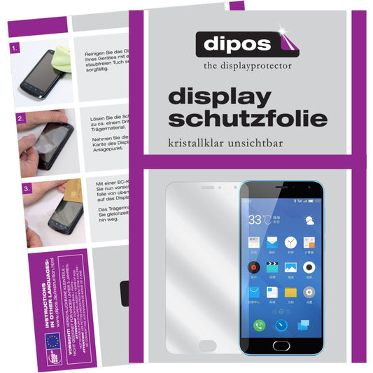 Klare Displayschutzfolie von dipos passend für M2 Note Meizu, präziser Zuschnitt und blasenfrei montiert