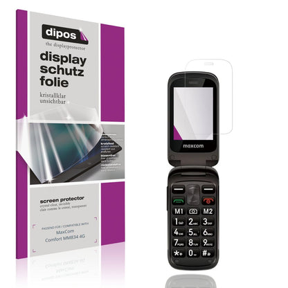 Klare Displayschutzfolie von dipos passend für MaxCom Comfort MM834 4G, präziser Zuschnitt und blasenfrei montiert