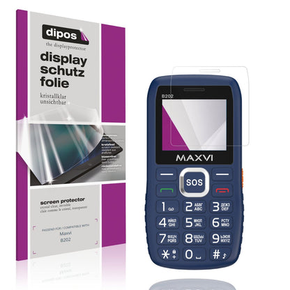 Klare Displayschutzfolie von dipos passend für Maxvi B202, präziser Zuschnitt und blasenfrei montiert