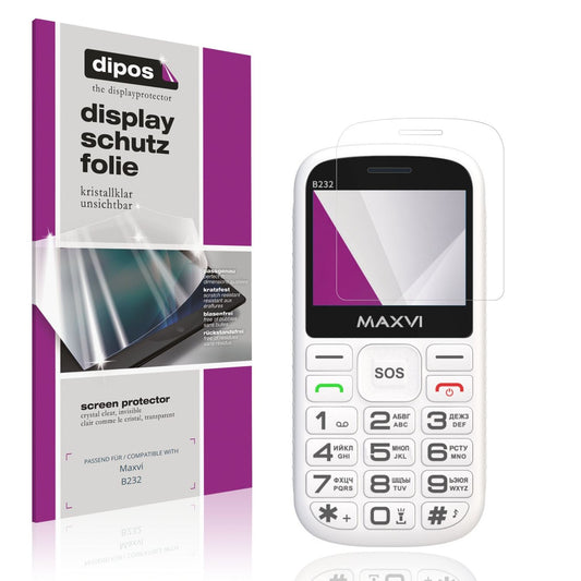 Klare Displayschutzfolie von dipos passend für Maxvi B232, präziser Zuschnitt und blasenfrei montiert