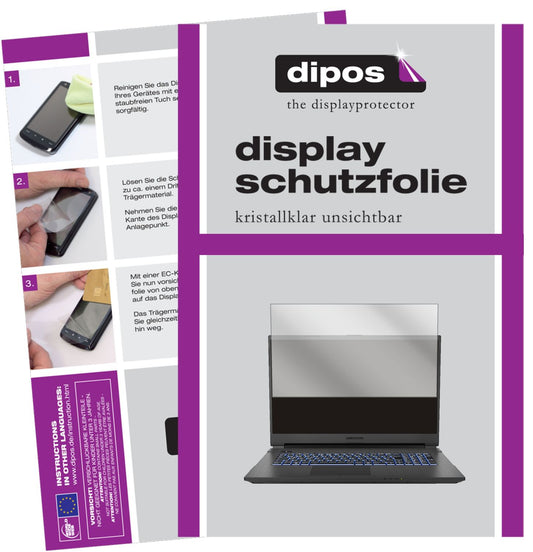 Klare Displayschutzfolie von dipos passend für Medion Erazer Guardian X10, präziser Zuschnitt und blasenfrei montiert