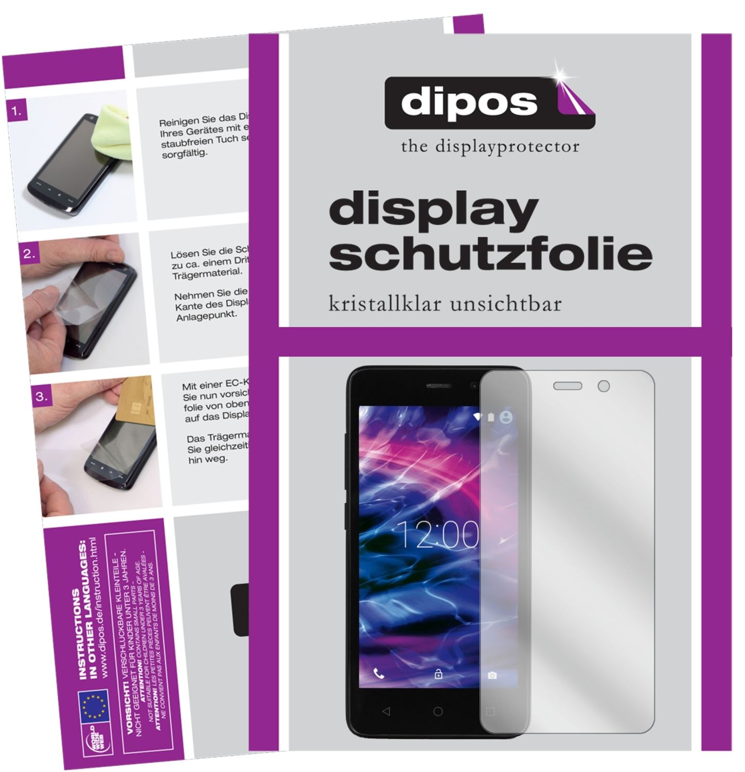 Klare Displayschutzfolie von dipos passend für Medion Life E4504, präziser Zuschnitt und blasenfrei montiert