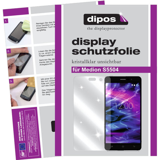 Klare Displayschutzfolie von dipos passend für Medion S5504, präziser Zuschnitt und blasenfrei montiert