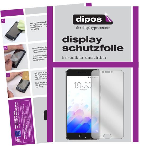 Klare Displayschutzfolie von dipos passend für Meizu M3X, präziser Zuschnitt und blasenfrei montiert