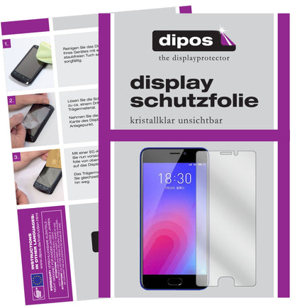 Klare Displayschutzfolie von dipos passend für Meizu M6, präziser Zuschnitt und blasenfrei montiert