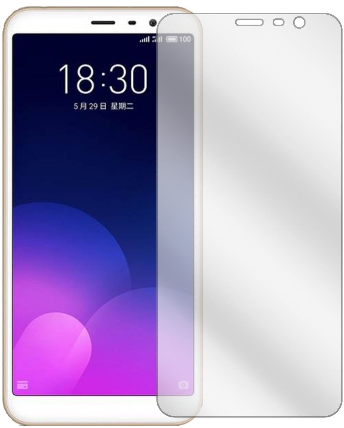 Klare Displayschutzfolie von dipos passend für Meizu M6T, präziser Zuschnitt und blasenfrei montiert