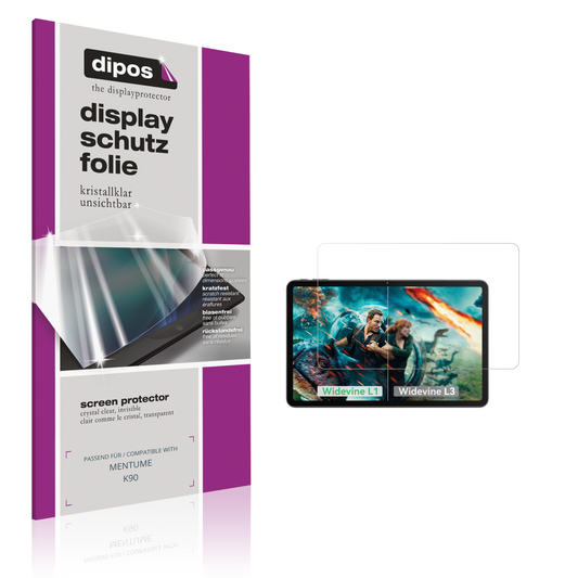 Klare Displayschutzfolie von dipos passend für MENTUME K90, präziser Zuschnitt und blasenfrei montiert