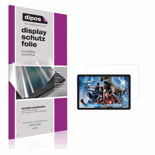 Klare Displayschutzfolie von dipos passend für MENTUME M70, präziser Zuschnitt und blasenfrei montiert