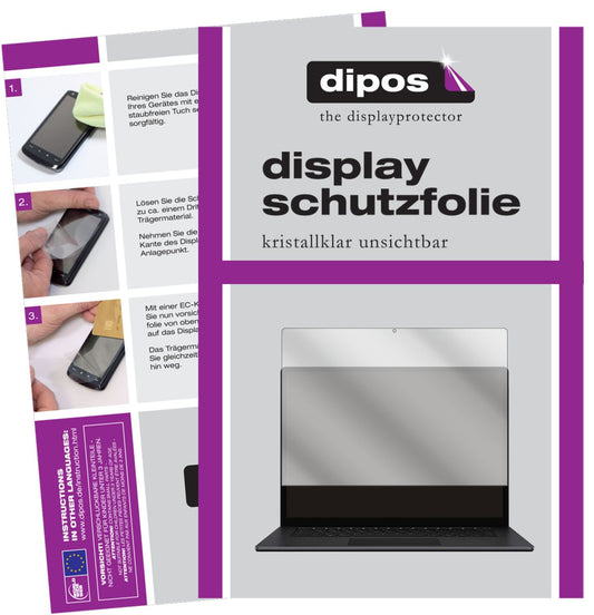 Klare Displayschutzfolie von dipos passend für Microsoft Surface 4 13.5 Zoll, präziser Zuschnitt und blasenfrei montiert