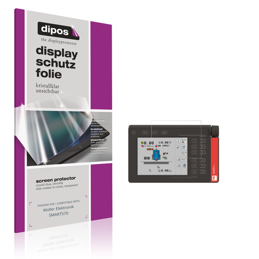 Klare Displayschutzfolie von dipos passend für Müller Elektronik SMART570, präziser Zuschnitt und blasenfrei montiert
