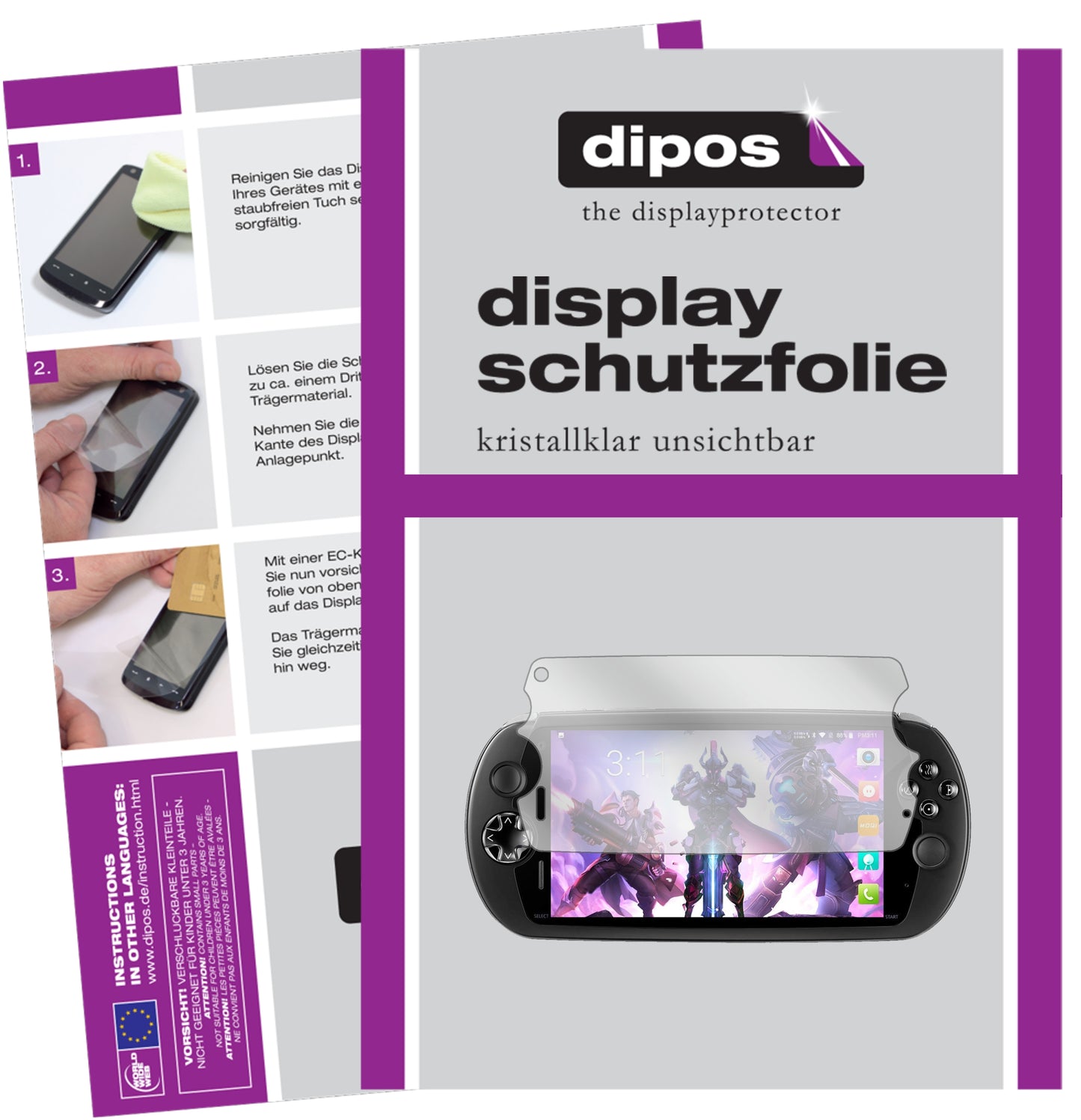 Klare Displayschutzfolie von dipos passend für MOQI i7s, präziser Zuschnitt und blasenfrei montiert