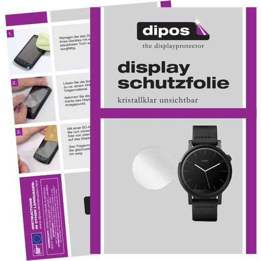 Klare Displayschutzfolie von dipos passend für Moto 360 46mm (2. Gen.) Motorola, präziser Zuschnitt und blasenfrei montiert