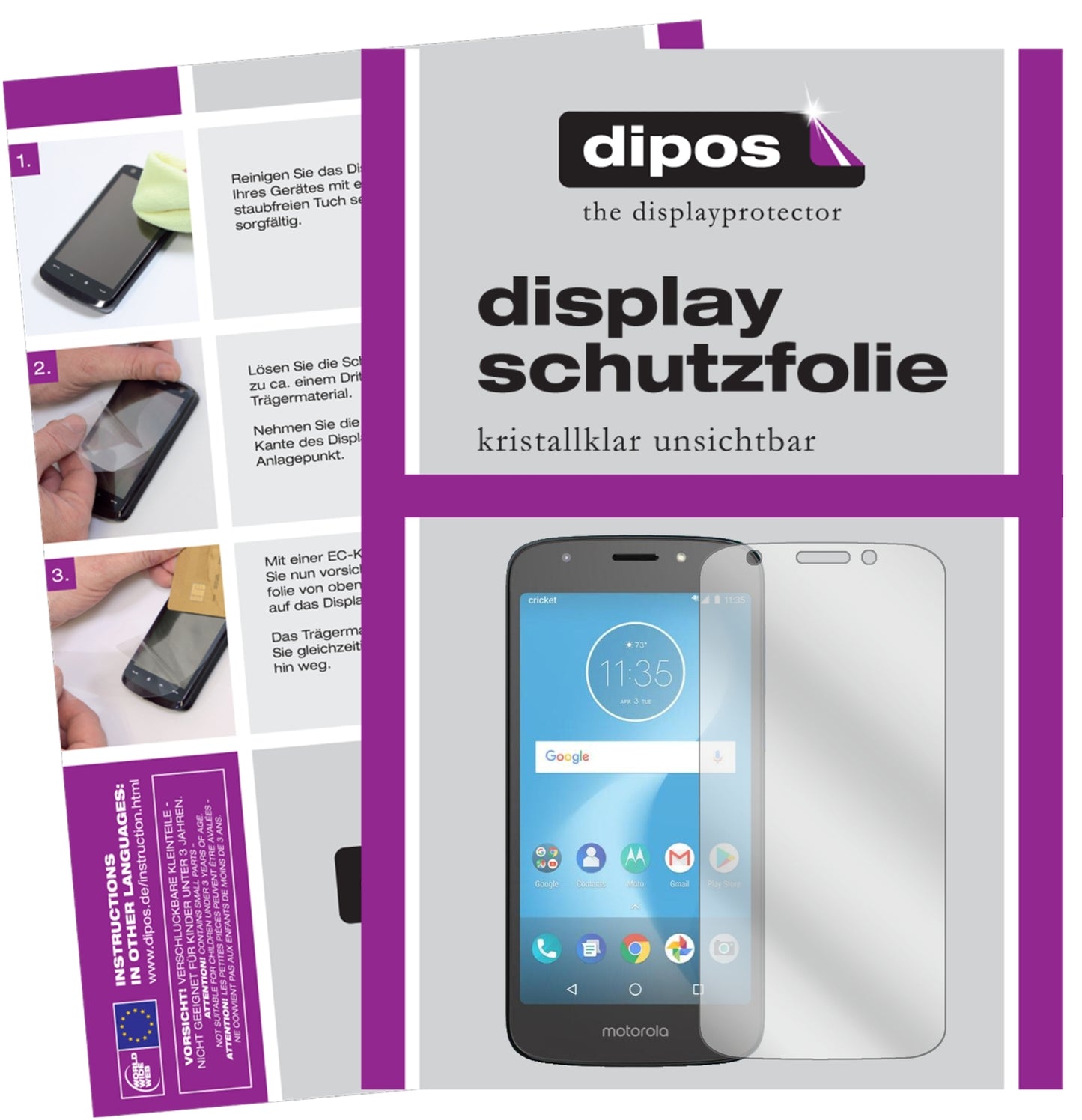Klare Displayschutzfolie von dipos passend für Motorola Moto E5 Play SD425, präziser Zuschnitt und blasenfrei montiert