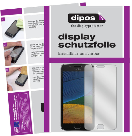 Klare Displayschutzfolie von dipos passend für Motorola Moto G5, präziser Zuschnitt und blasenfrei montiert