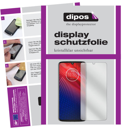 Klare Displayschutzfolie von dipos passend für Motorola Moto Z4, präziser Zuschnitt und blasenfrei montiert