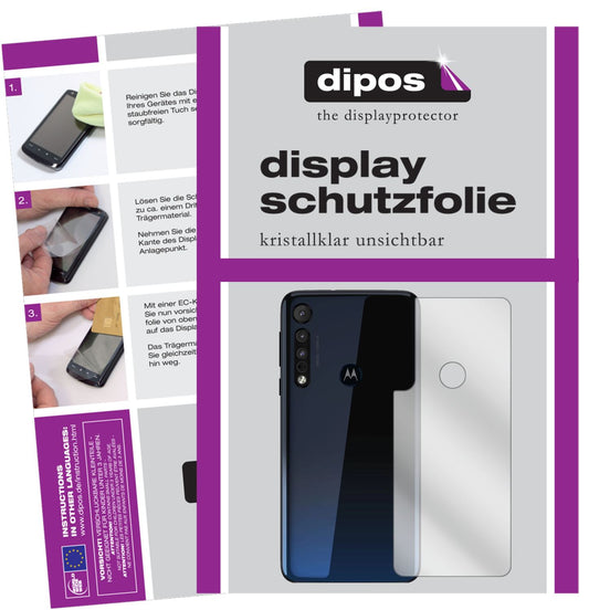 Klare Displayschutzfolie von dipos passend für Motorola One Macro Rückseite, präziser Zuschnitt und blasenfrei montiert