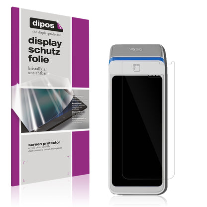 Klare Displayschutzfolie von dipos passend für myPOS Ultra, präziser Zuschnitt und blasenfrei montiert