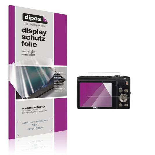 Klare Displayschutzfolie von dipos passend für Nikon Coolpix S3100, präziser Zuschnitt und blasenfrei montiert