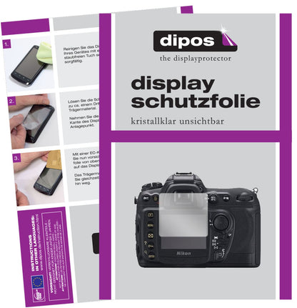 Klare Displayschutzfolie von dipos passend für Nikon D200, präziser Zuschnitt und blasenfrei montiert