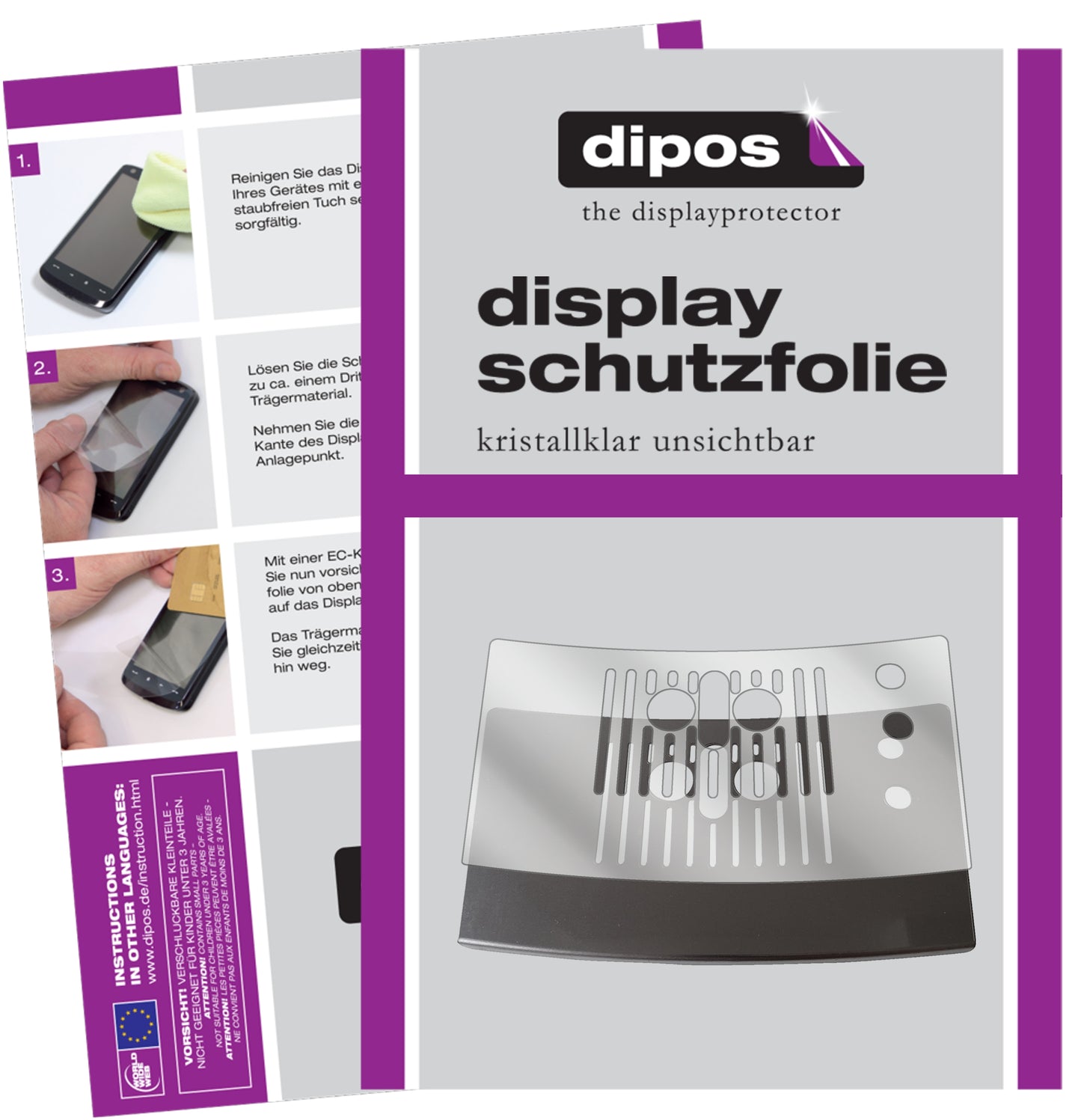 Klare Displayschutzfolie von dipos passend für NIVONA NICR 778 Tropfblech, präziser Zuschnitt und blasenfrei montiert