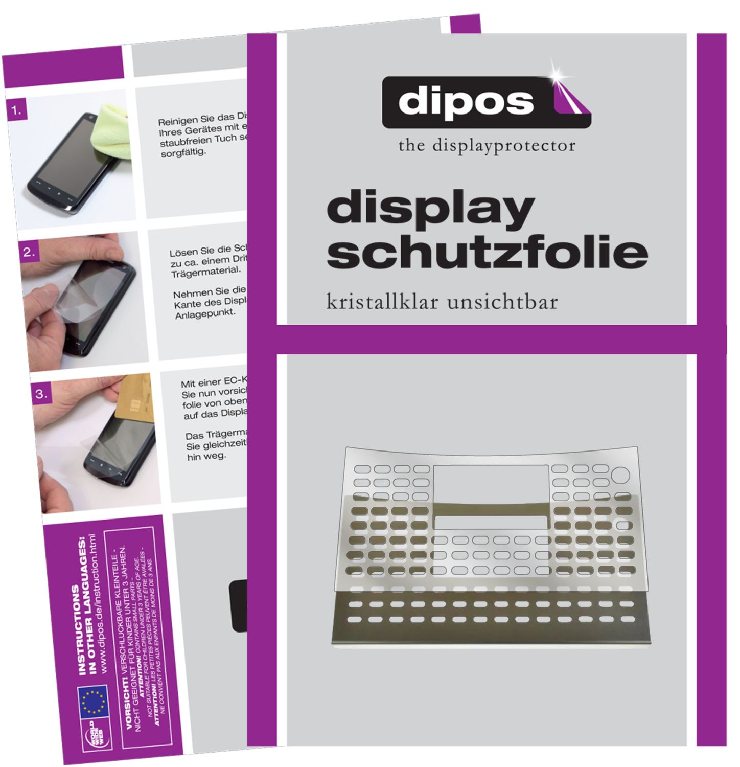 Klare Displayschutzfolie von dipos passend für NIVONA NICR 842 Tropfblech, präziser Zuschnitt und blasenfrei montiert