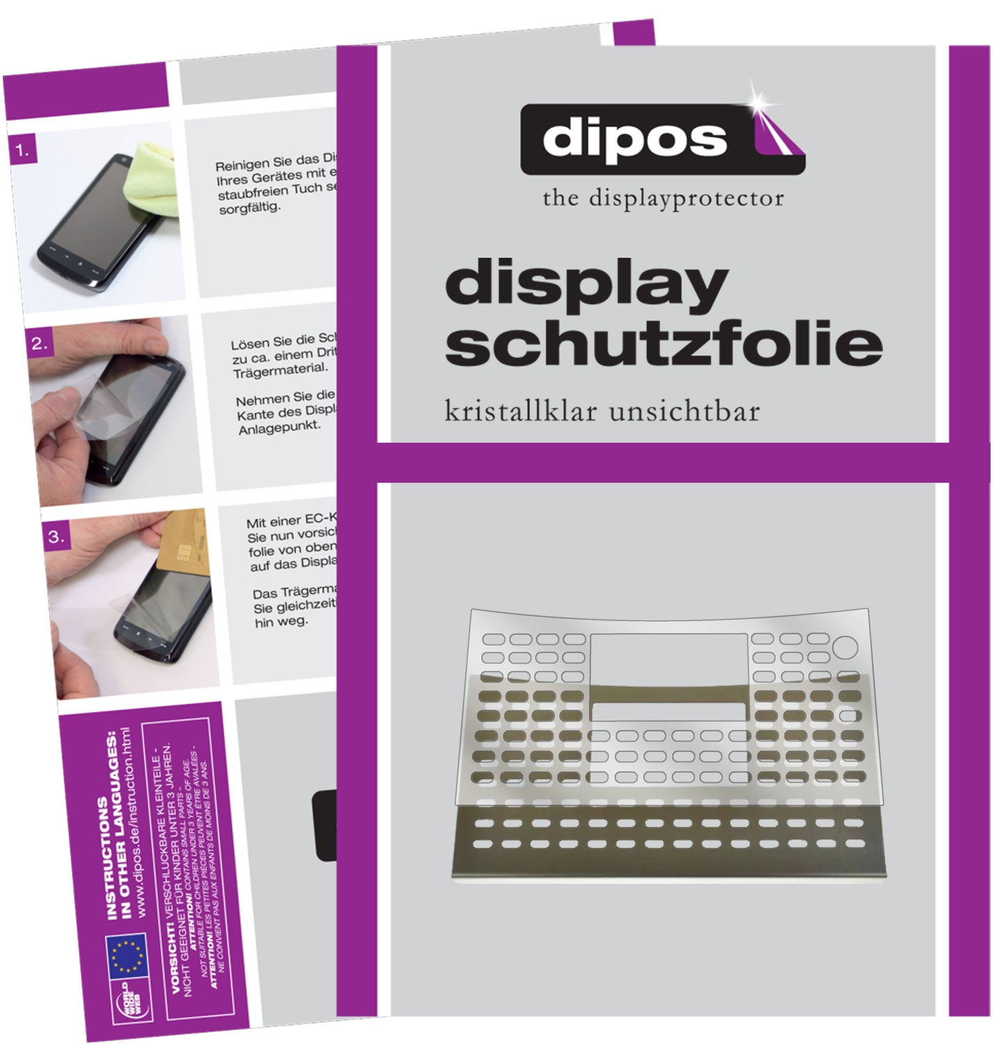 Klare Displayschutzfolie von dipos passend für NIVONA NICR 859 Tropfblech, präziser Zuschnitt und blasenfrei montiert