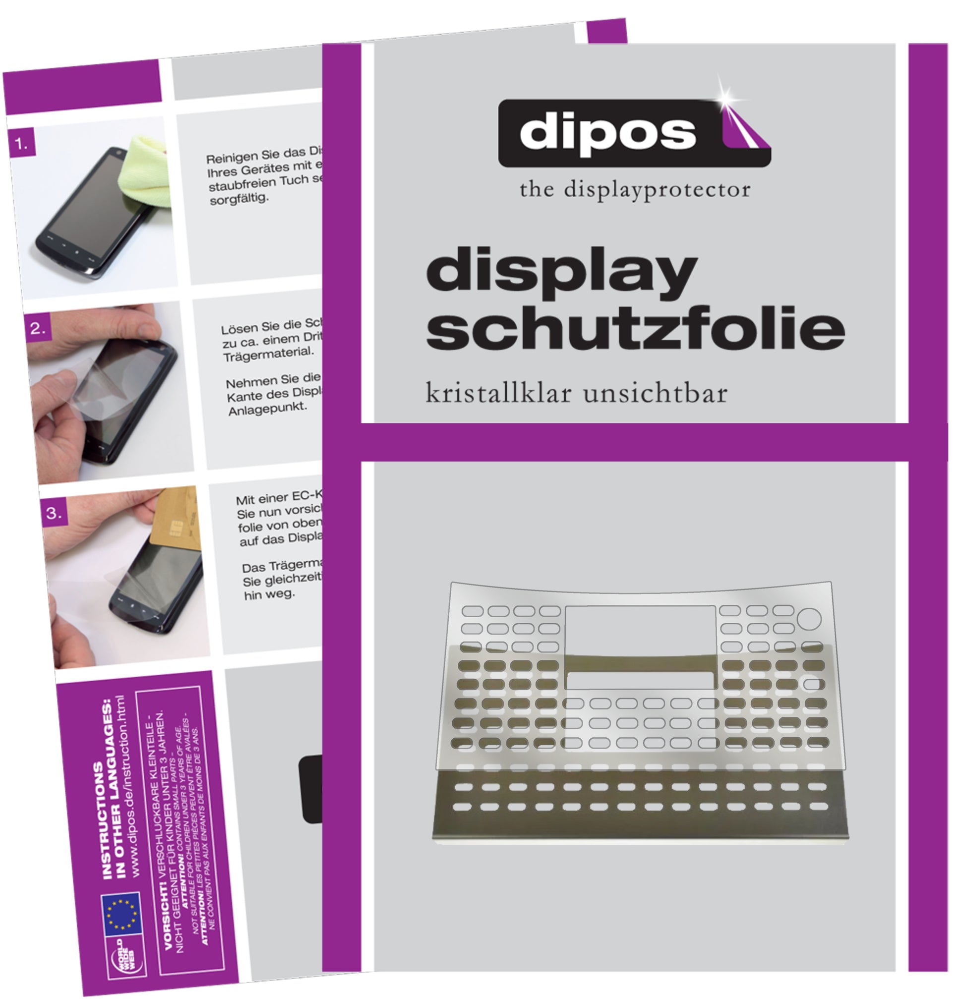Klare Displayschutzfolie von dipos passend für NIVONA NICR 859 Tropfblech, präziser Zuschnitt und blasenfrei montiert