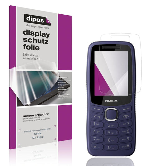 Klare Displayschutzfolie von dipos passend für Nokia 123 Shield, präziser Zuschnitt und blasenfrei montiert