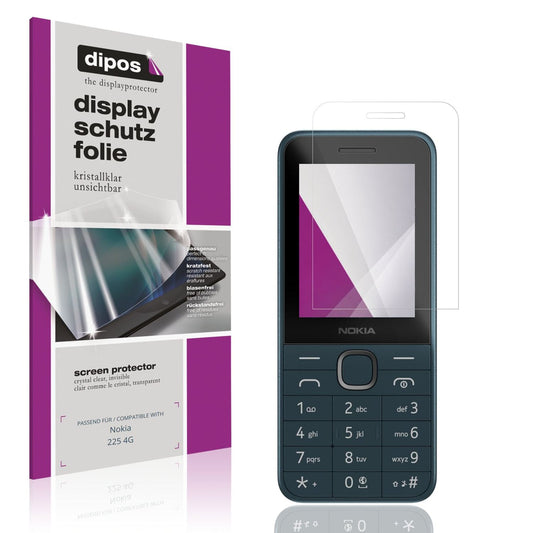 Klare Displayschutzfolie von dipos passend für Nokia 225 4G, präziser Zuschnitt und blasenfrei montiert