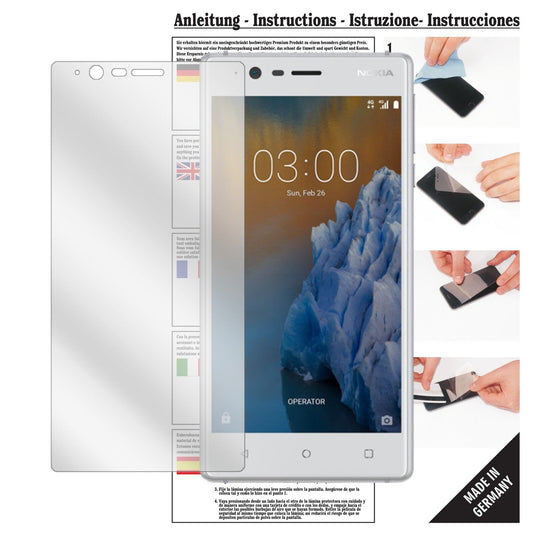 Klare Displayschutzfolie von dipos passend für Nokia 3, präziser Zuschnitt und blasenfrei montiert