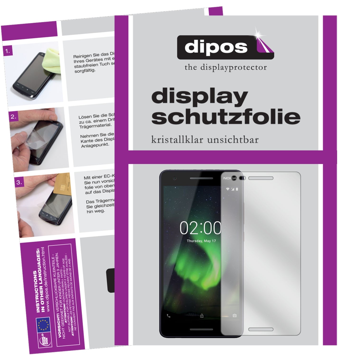 Klare Displayschutzfolie von dipos passend für Nokia 46024, präziser Zuschnitt und blasenfrei montiert