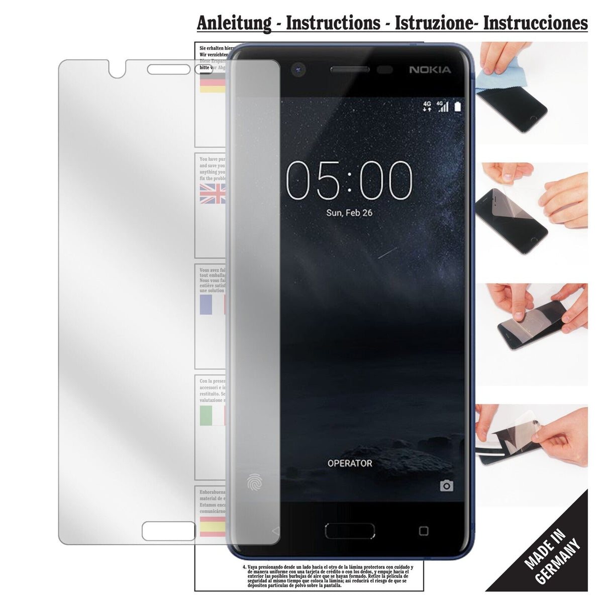Klare Displayschutzfolie von dipos passend für Nokia 5, präziser Zuschnitt und blasenfrei montiert