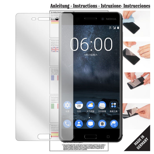 Klare Displayschutzfolie von dipos passend für Nokia 6, präziser Zuschnitt und blasenfrei montiert