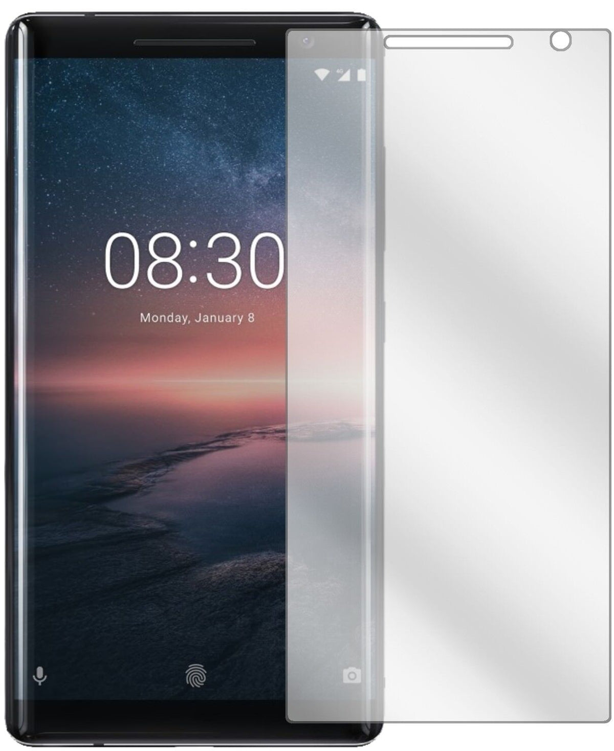 Klare Displayschutzfolie von dipos passend für Nokia 8 Sirocco, präziser Zuschnitt und blasenfrei montiert